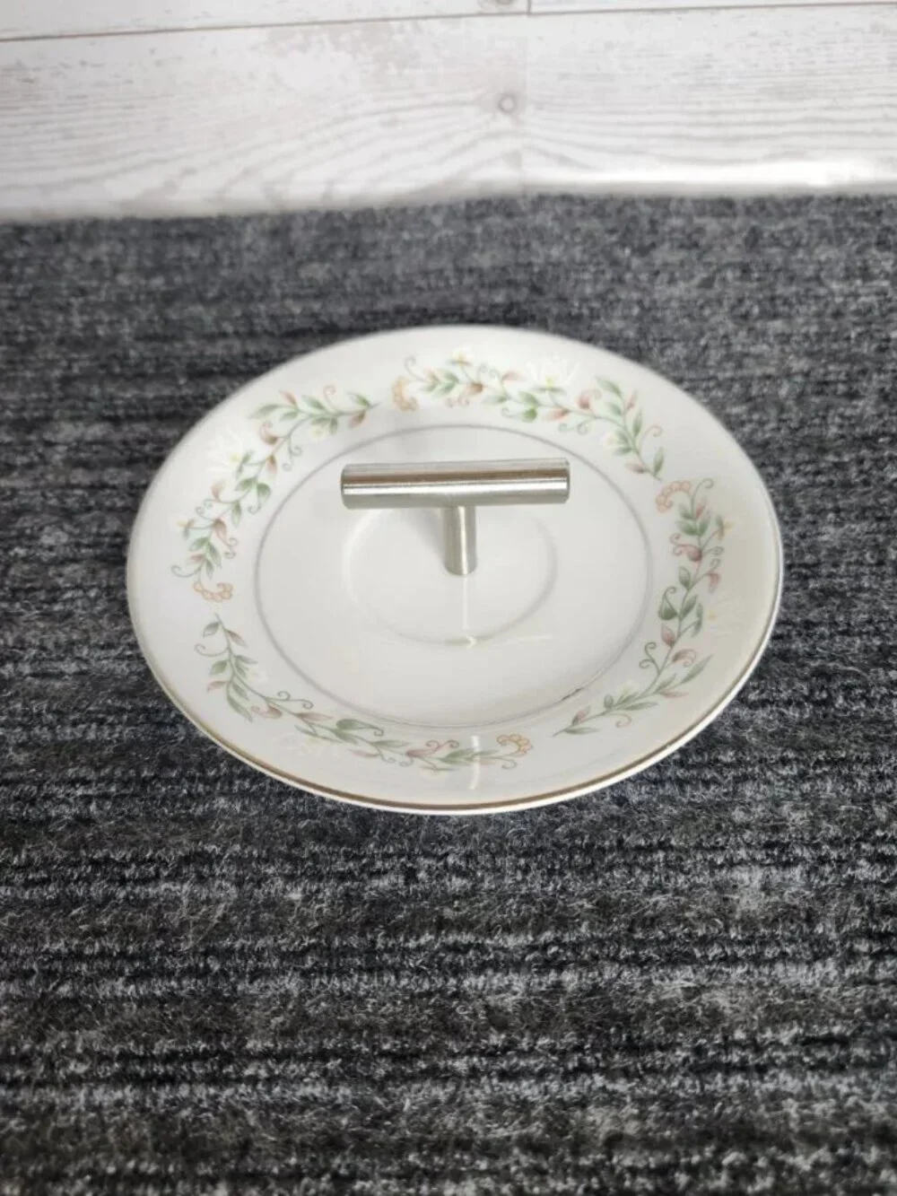 Vintage Brentwood China Ring Dish Cottonwood Floral Saucer Trinket Tray T Bar
